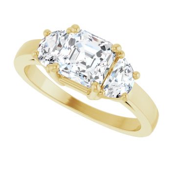 1 3/4 Carat Lab-Grown 3-Stone Asscher-Cut Diamond Engagement Ring 14K Gold 5