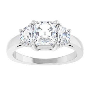 1 3/4 Carat Lab-Grown 3-Stone Asscher-Cut Diamond Engagement Ring in Platinum 3
