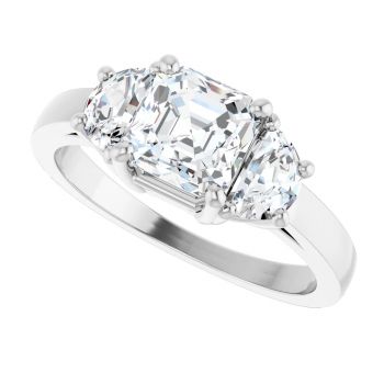 1 3/4 Carat Lab-Grown 3-Stone Asscher-Cut Diamond Engagement Ring in Platinum 5