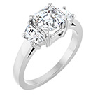 14K White Gold 1.75 Carat Lab-Grown 3-Stone Asscher-Cut Diamond Ring