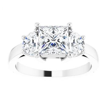 1 3/4 Carat Lab-Grown 3-Stone Princess-Cut Diamond Engagement Ring in Platinum 3