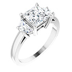 14K White Gold 1.75 Carat Lab-Grown 3-Stone Princess-Cut Diamond Ring