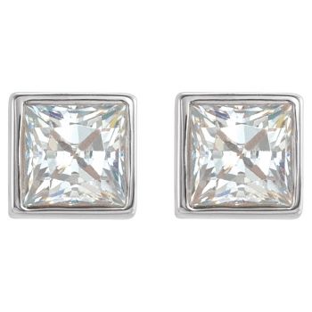 1/3 Carat Bezel Lab-Grown Princess-Cut Diamond Stud Earrings in 14K White Gold 2