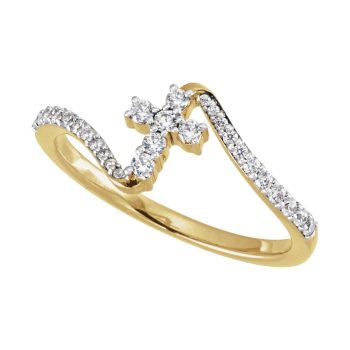 1/4 Carat Lab-Made Women's Diamond Cross Ring in 14K Gold 4
