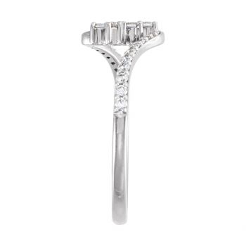 14K White Gold 1/4 Carat Lab-Made Diamond Cross Ring for Women 3