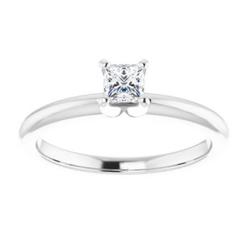 1/4 Carat Lab-Grown Princess-Cut Diamond Solitaire Ring in 14K White Gold 3