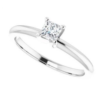 1/4 Carat Lab-Grown Princess-Cut Diamond Solitaire Ring in 14K White Gold 5