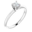 1/4 Carat Lab-Grown Princess-Cut Diamond Solitaire Ring in 14K White Gold