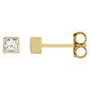 1/5 Carat Bezel Lab-Grown Princess-Cut Diamond Stud Earrings in 14K Gold