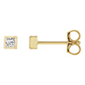 14K Gold 1/6 Carat Bezel Lab-Grown Princess-Cut Diamond Stud Earrings