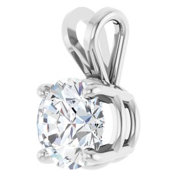14K White Gold 1 Carat Lab-Grown Diamond Solitaire Pendant 2