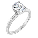 1 Carat Lab-Made Oval Diamond Solitaire Ring in 14K White Gold