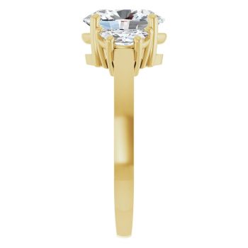 14K Gold 2 1/4 Carat Lab-Grown 3-Stone Oval Diamond Engagement Ring 4
