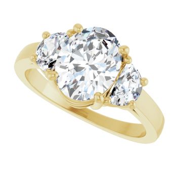 14K Gold 2 1/4 Carat Lab-Grown 3-Stone Oval Diamond Engagement Ring 5
