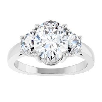 2.25 Carat Lab-Grown 3-Stone Oval Diamond Ring in 14K White Gold 3