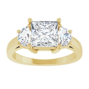 14K Gold 2 1/4 Carat Lab-Grown 3-Stone Princess-Cut Diamond Engagement Ring 3
