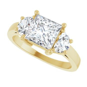 14K Gold 2 1/4 Carat Lab-Grown 3-Stone Princess-Cut Diamond Engagement Ring 5