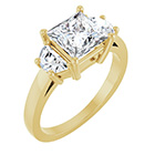 14K Gold 2 1/4 Carat Lab-Grown 3-Stone Princess-Cut Diamond Engagement Ring