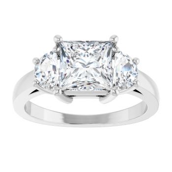 2 1/4 Carat Lab-Grown 3-Stone Princess-Cut Diamond Ring 14K White Gold 3