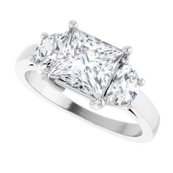 2 1/4 Carat Lab-Grown 3-Stone Princess-Cut Diamond Ring 14K White Gold 5
