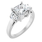 2 1/4 Carat Lab-Grown 3-Stone Princess-Cut Diamond Ring 14K White Gold