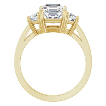 14K Gold 2.75 Carat Lab-Grown 3-Stone Asscher-Cut Diamond Engagement Ring 2