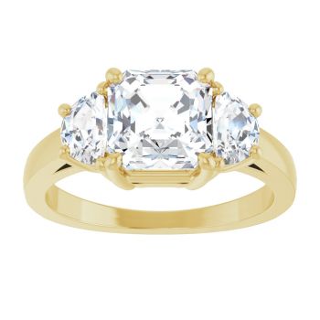 14K Gold 2.75 Carat Lab-Grown 3-Stone Asscher-Cut Diamond Engagement Ring 3