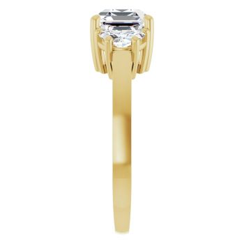 14K Gold 2.75 Carat Lab-Grown 3-Stone Asscher-Cut Diamond Engagement Ring 4