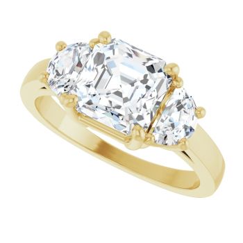 14K Gold 2.75 Carat Lab-Grown 3-Stone Asscher-Cut Diamond Engagement Ring 5