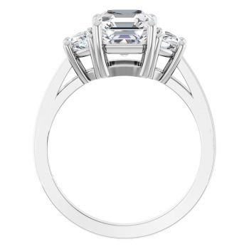 2 3/4 Carat Lab-Grown 3-Stone Asscher-Cut Diamond Ring in 14K White Gold 2