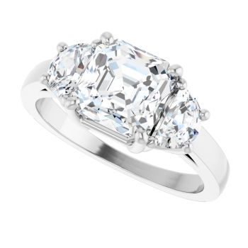 2 3/4 Carat Lab-Grown 3-Stone Asscher-Cut Diamond Ring in 14K White Gold 5