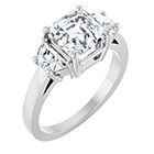 2 3/4 Carat Lab-Grown 3-Stone Asscher-Cut Diamond Ring in 14K White Gold
