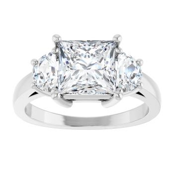 2 3/4 Carat Lab-Grown 3-Stone Princess-Cut Diamond Engagement Ring in Platinum 3