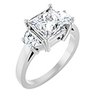 14K White Gold 2 3/4 Carat Lab-Grown 3-Stone Princess-Cut Diamond Ring