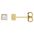 3/4 Carat Bezel Lab-Grown Princess-Cut Diamond Stud Earrings in 14K Gold