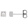 14K White Gold 0.75 Carat Bezel Lab-Grown Princess-Cut Diamond Stud Earrings