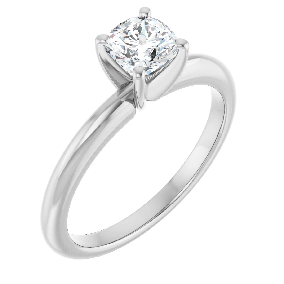 3/4 Carat Lab-Grown Cushion-Cut Diamond Solitaire Ring in 14K White Gold