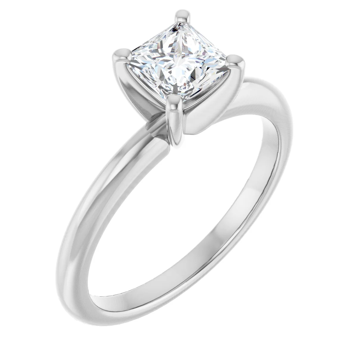 3/4 Carat Lab Grown Princess-Cut Diamond Solitaire Ring in 14K White Gold