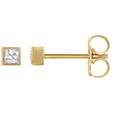 3/8 Carat Bezel Lab-Grown Princess-Cut Diamond Stud Earrings in 14K Gold