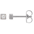 14K White Gold 0.40 Carat Bezel Lab-Grown Princess-Cut Diamond Stud Earrings
