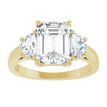 4.35 Carat Lab-Grown Emerald-Cut 3-Stone Diamond Engagement Ring 14K Gold 3