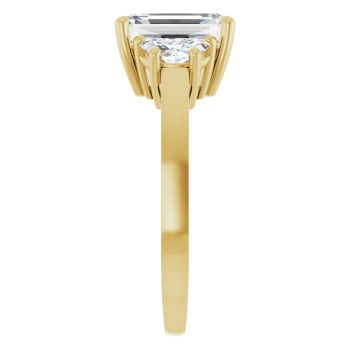 4.35 Carat Lab-Grown Emerald-Cut 3-Stone Diamond Engagement Ring 14K Gold 4