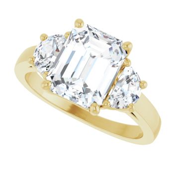 4.35 Carat Lab-Grown Emerald-Cut 3-Stone Diamond Engagement Ring 14K Gold 5