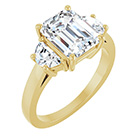 4.35 Carat Lab-Grown Emerald-Cut 3-Stone Diamond Engagement Ring 14K Gold