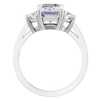 14K White Gold 4.35 Carat Lab-Grown Emerald-Cut 3-Stone Diamond Ring 2
