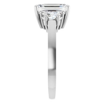 14K White Gold 4.35 Carat Lab-Grown Emerald-Cut 3-Stone Diamond Ring 4