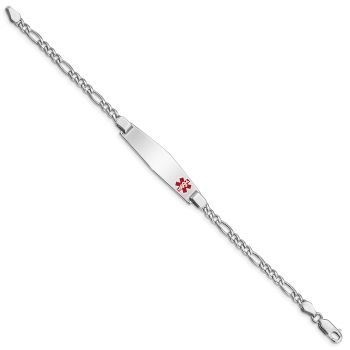 Medical ID Figaro Bracelet in Sterling Silver for Women 2