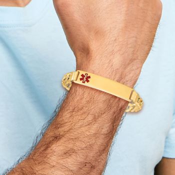 Men's 14K Gold Medical Alert ID Curb Bracelet 5