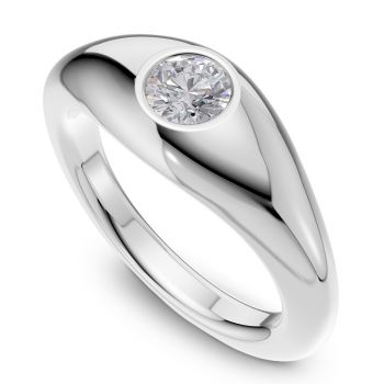 Men's 3/4 Carat Bezel-Set Solitaire Diamond Ring in 14K White Gold 6