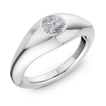 Men's 3/4 Carat Bezel-Set Solitaire Diamond Ring in 14K White Gold 2